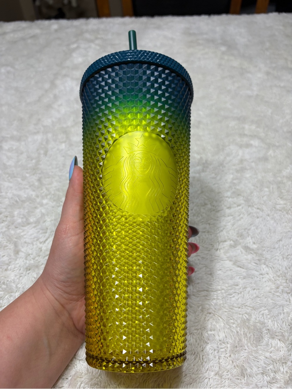 Starbucks 2023 Gradient Lemon Yellow Blue Studded Venti 24 oz Tumbler